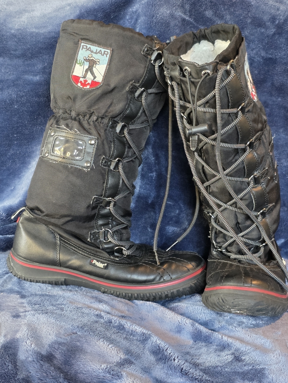 Polar Black Lace-Up Winter Boots Pajar Canada Women's Winter Snow Boots Black/Re
